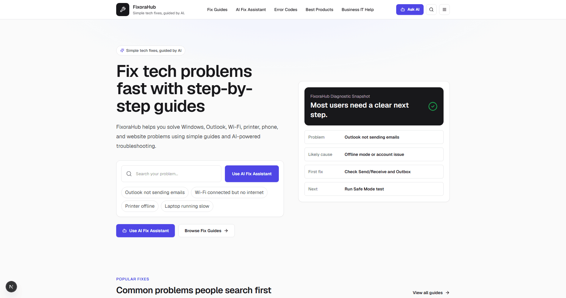 FixoraHub website preview
