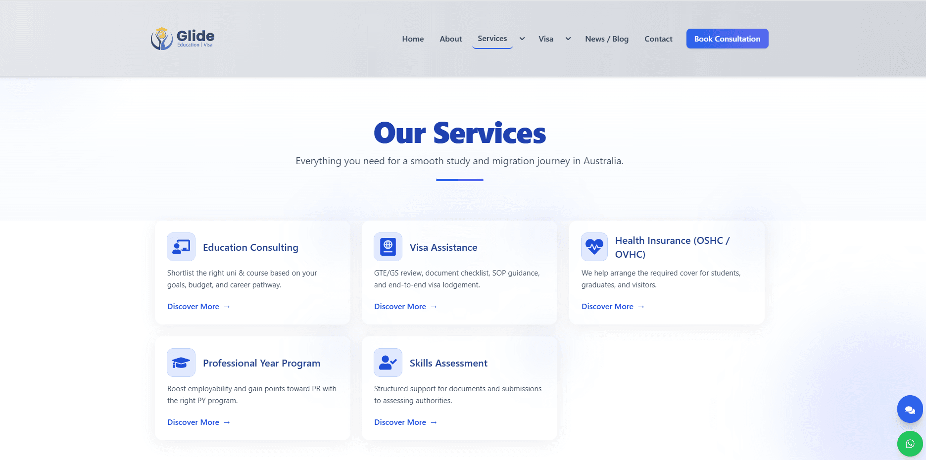 Glide Education service detail section